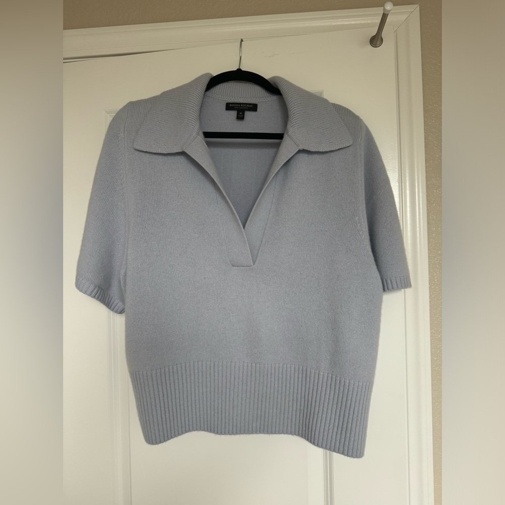 Banana Republic Light Blue Short Sleeve Collared Sweater